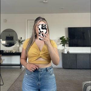 Yellow twist Crop top